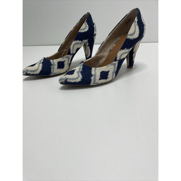 Women’s Seychelles Fabric Heels‎ SIZE 9 Anthropologie Aztec Blue Shoes Pumps - Picture 6 of 15